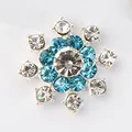 Sparkling silver snowflake rhinestone button with sky blue crystals for DIY hair accessories - Silver Base Blue White Mixed Rhinestone (Silver Base 3#)