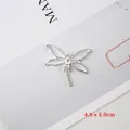 Libellula in lega d'argento per ventagli da sposa e accessori fai-da-te, 4.8 x 5.0cm - Libellula Traforata Argento