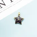 Macro detail of purple enamel starfish charm with golden alloy base for DIY jewelry - Black