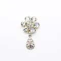 Fiore a sei petali in lega d'argento con strass e ciondolo a goccia per gioielli DIY - Ciondolo Fiore di Prugno con Strass Bianchi (Argento) / Argento