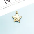 Macro detail of starfish charm pendant with gold plating and white enamel fill - White