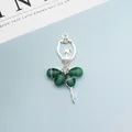 Silver ballet dancer charm with sparkling green crystal dress for DIY jewelry projects - Dark Green (Silver Base)