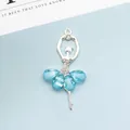 Silver ballet girl pendant with light blue crystal dress and sparkling diamonds - Light Blue (Silver Base)
