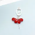 Silver ballet dancer pendant featuring dark red teardrop crystals and white rhinestones - Bright Red (Silver Base)