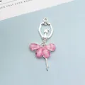 Ballerina pendant with silver metal, crystal rhinestones and pink gradient skirt - Pink (Silver Base)
