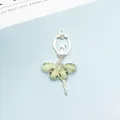 Silver ballet girl pendant with light green crystal skirt and sparkling rhinestones - Light Green (Silver Base)