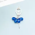 Silver ballet girl pendant with dark blue crystal dress and white rhinestone accents - Royal Blue (Silver Base)