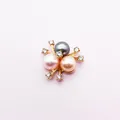 Close-up of three-color pearls and rhinestones on gold alloy DIY flower accessory - Gray Blue Pink Flesh Orange Pearl Cluster (A413#)