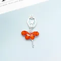Ballerina pendant with orange teardrop crystals and sparkling white rhinestones - Orange Red (Silver Base)