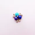 Detailed view of colorful three-pearl flower charm with rhinestones for DIY accessories - Sky Blue Purple Blue Pearl Cluster (A411#)