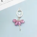Ballerina charm pendant with purple teardrop crystals and silver alloy finish - Purple (Silver Base)