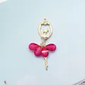 Ballerina pendant in gold alloy with rose red crystal droplets and clear rhinestones - Rose Red (Gold Base)