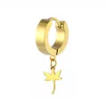 Detailed side view of polished gold butterfly dragonfly pendant charm earring in titanium steel - Dragonfly Pendant (Gold 2)