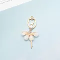 Gold crystal ballet girl pendant with white petal skirt for DIY jewelry designs - Off-White (Gold Base)