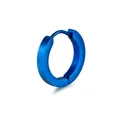 Polished bright blue stainless steel hoop earrings with a sleek minimalist round design - Blue