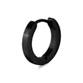 Minimalist matte black stainless steel hoop earring with a sleek hinged design - Black