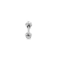 Barbell kraakbeenpiercing met dubbele kristallen bollen van roestvrij staal - Specificatie 2 / Wit