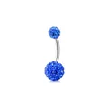 Klassischer Bauchnabelpiercing-Stab mit funkelnden blauen Kristall-Shamballa-Kugeln - Blau