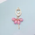 Golden ballet dancer charm featuring pink resin petals and sparkling crystal accents - Pink (Gold Base)