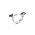 Punk style stainless steel U-shaped ear cuff with black spike studs in silver finish - 1.2*16*4/4 / Steel