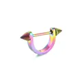 Rainbow titanium steel punk nipple ring jewelry with sharp cones and U-shaped base - 1.2*16*4/4 / Rainbow
