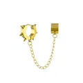 Punk style gold stainless steel spike earring and ear cuff set with connecting chain - Ear Cuff Chain Link (Spike Style) / Gold