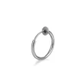 Polished silver stainless steel non-pierced hoop earrings for ear and nose on white base - Silver (8mm)