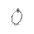 Silver stainless steel non-piercing clip-on hoop earrings for ear and nose fashion - Black (8mm)