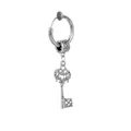 Silver stainless steel ear cuff with Greek pattern bead and vintage key pendant - Retro Key Style