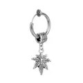 Retro stainless steel clip-on earring featuring a textured hemp leaf pendant on white back - Leaf Shaped Style