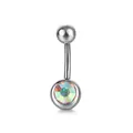 Bauchnabelpiercing aus Edelstahl mit schillerndem AB-Kristallstein-Besatz - Stahlfarbe AB Zirkonia