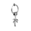Detail of silver palm tree pendant with vintage geometric bead on spring clip earring - Palm Tree Shaped Style