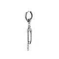 Punk style stainless steel hoop earring with safety pin pendant and chain link - Safety Pin Pendant Style