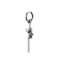 Silver astronaut drop earring with star pendant and long metal chain tassel - Astronaut Pendant Style