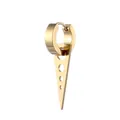 Golden titanium steel hoop earrings with hollow triangular pendant for a modern look - Gold