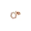 Puce d'oreille hexagonale or rose sertie de cristaux avec fermoir papillon - Hexagone Or Rose