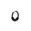 Retro Tibetan dragon pattern stainless steel hoop earring with vintage punk texture - Black