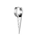 Polished stainless steel hoop earring with hollowed geometric triangle pendant charm - Steel