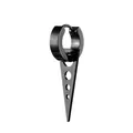 Punk style black titanium steel hoop earrings featuring a hollow triangular cone pendant - Black