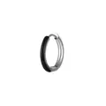 Minimalist silver and black enamel stainless steel hoop earrings for a cool unisex look - Silver Black