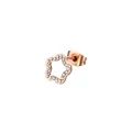 Élégante boucle d'oreille fleur rose gold avec zircons brillants sur fond blanc pur - Étoile Or Rose