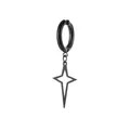 Black stainless steel hoop earrings with hollow star pendant in minimalist punk style - Black Four-pointed Star