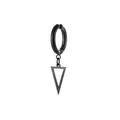 Macro detail of black stainless steel hoop earring with hollow triangle pendant drop - Black Triangle