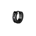 Orecchino a cerchio minimalista in acciaio inox nero con un singolo zircone rotondo - Nero