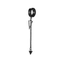 Macro view of black stainless steel tassel earring with triangle and cone pendant - Triangle Style / Black