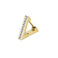 Close-up of golden triangle hoop earring with a row of inlaid sparkling cubic zirconia - Gold Triangle