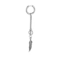 Polished stainless steel feather pendant earring with sleek chain and hoop for men and women - Feather Style / Steel