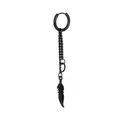 Black stainless steel feather tassel earring with chain and hoop in punk style - Feather Style / Black