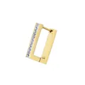 Detailed macro view of rectangular gold-plated stainless steel earring with pavé crystal inlay - Gold Rectangle