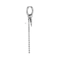Silver stainless steel huggie earring with cross, cone charm and long bead chain tassel - Silver Spike Cross (Pierced)